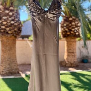 Calvin Klein gray silk evening dress